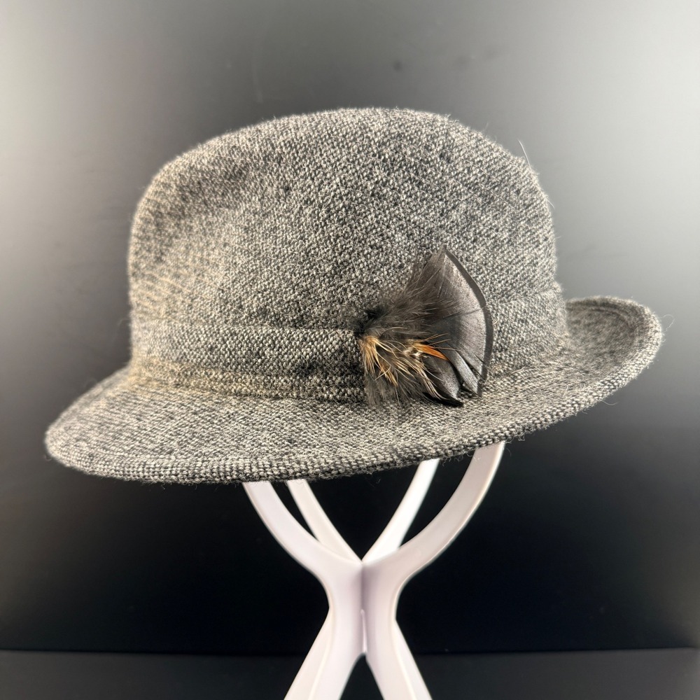 Jonathan Richard Donegal Tweed Fedora Hat Made in Ireland Gray Size 7 1/4‎ 58